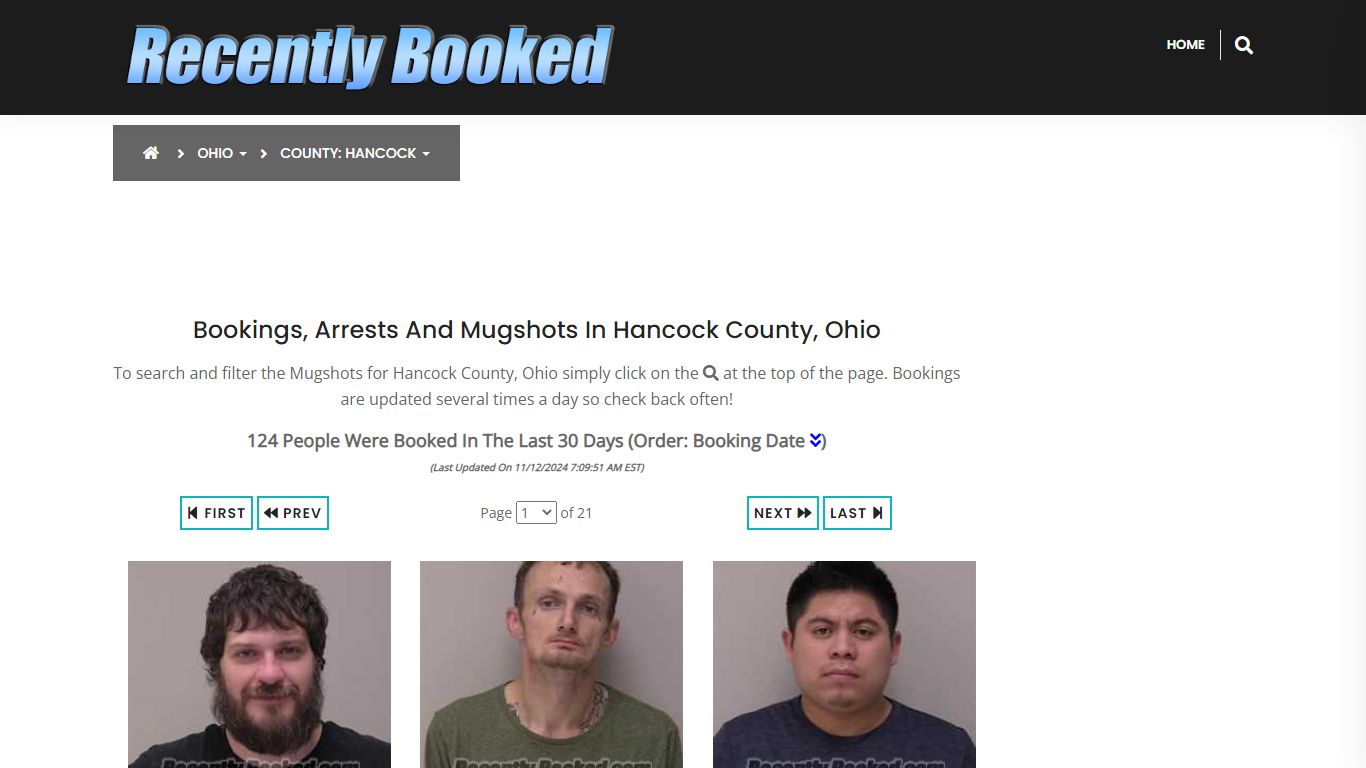 Bookings, Arrests and Mugshots in Hancock County, Ohio - Recently Booked